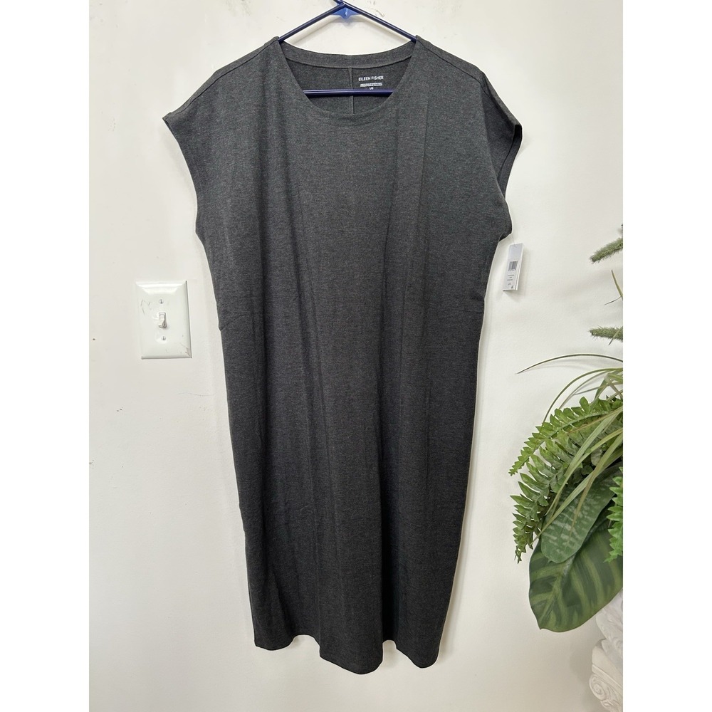 NWT Eileen Fisher Sleeveless Jersey Tencel Dress Heathered Gray Capsule Sz L
